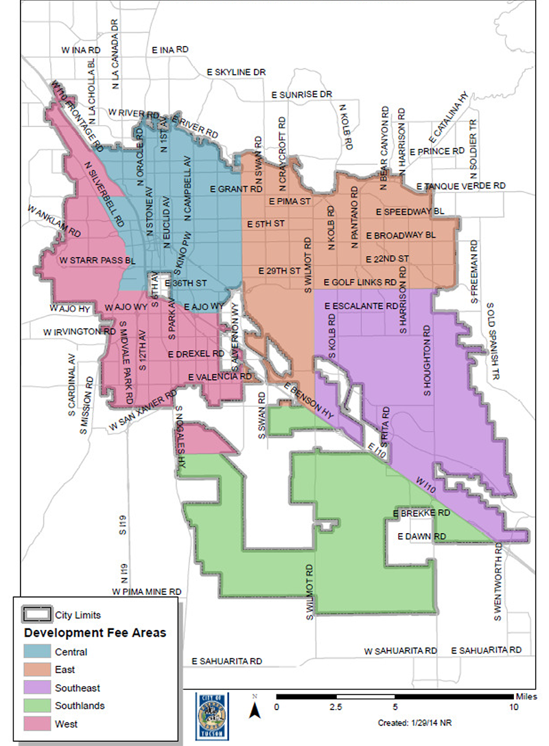 tucson city limits map Proposed Development Impact Fees Are Unwarranted For Tucson tucson city limits map