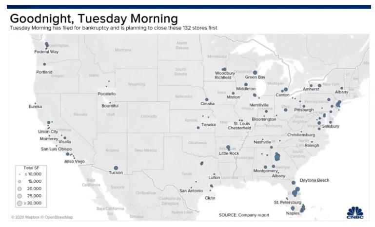 Off-price retailer Tuesday Morning files for bankruptcy, plans to close 230  stores